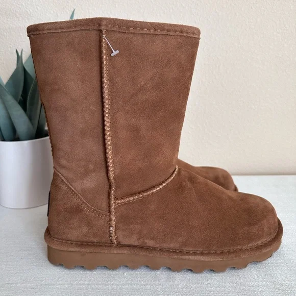 New BearPaw Elle Cognac Suede Sheep Skin Wool Mid Height Boots Women’s 8 - Picture 4 of 15
